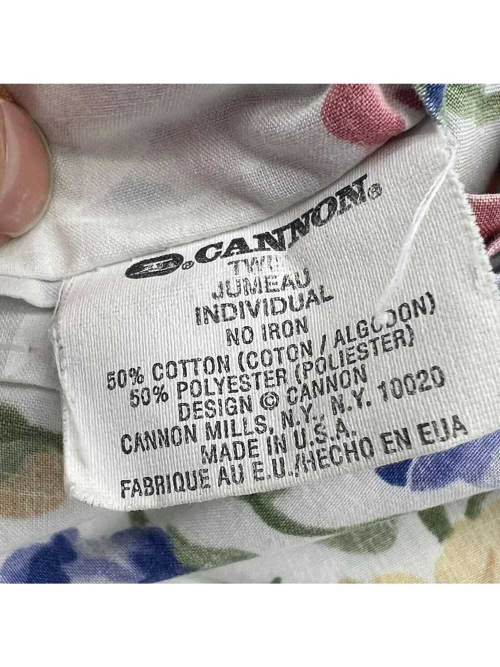 Vintage Cannon Jumeau Floral No Iron Individual Flat Sheet Whimsical Bedding